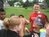 A volunteer enjoys his time with the kids during the Boys & Girls Club event